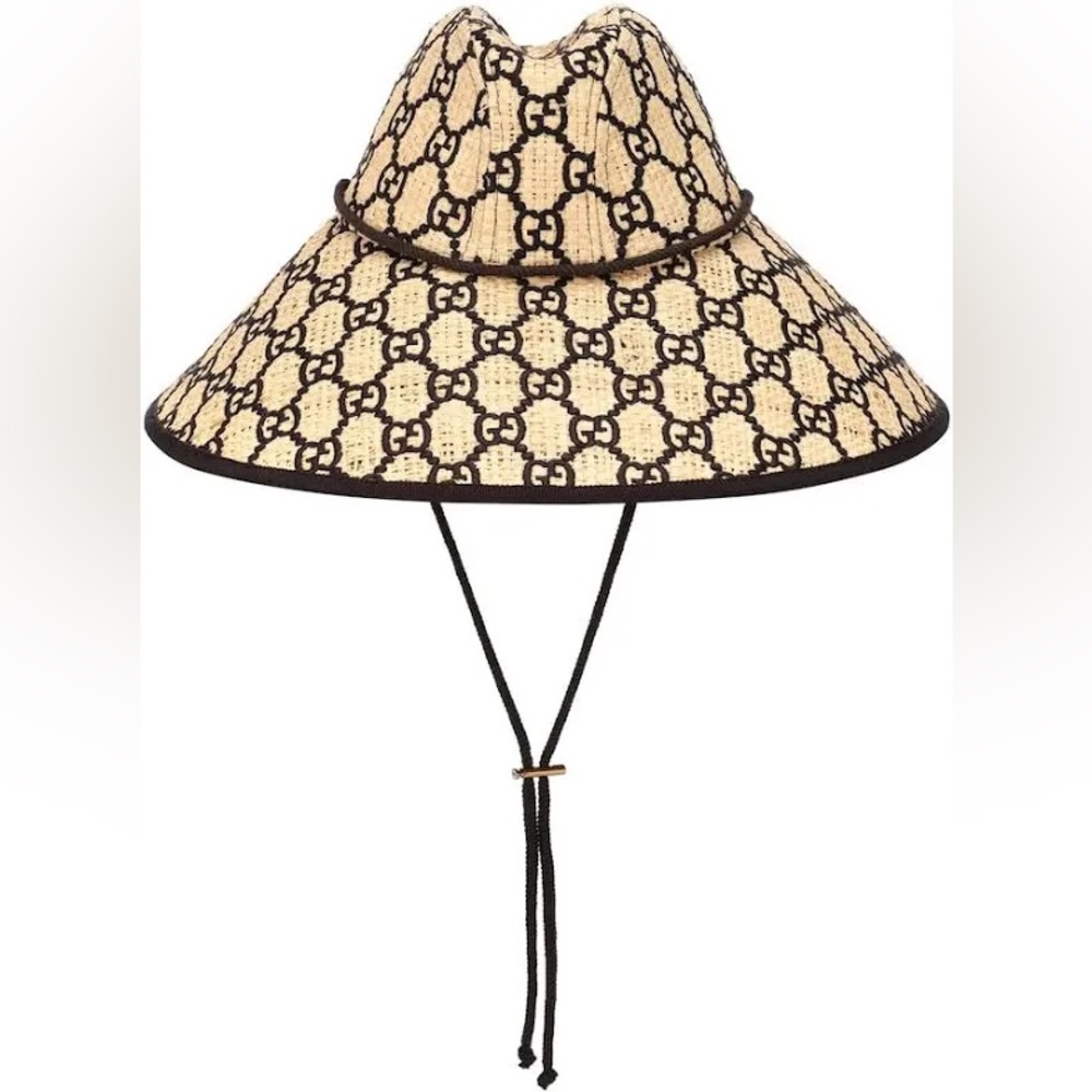 Rare Gucci GG Embroidered Raffia Hat Size Small Great Condition